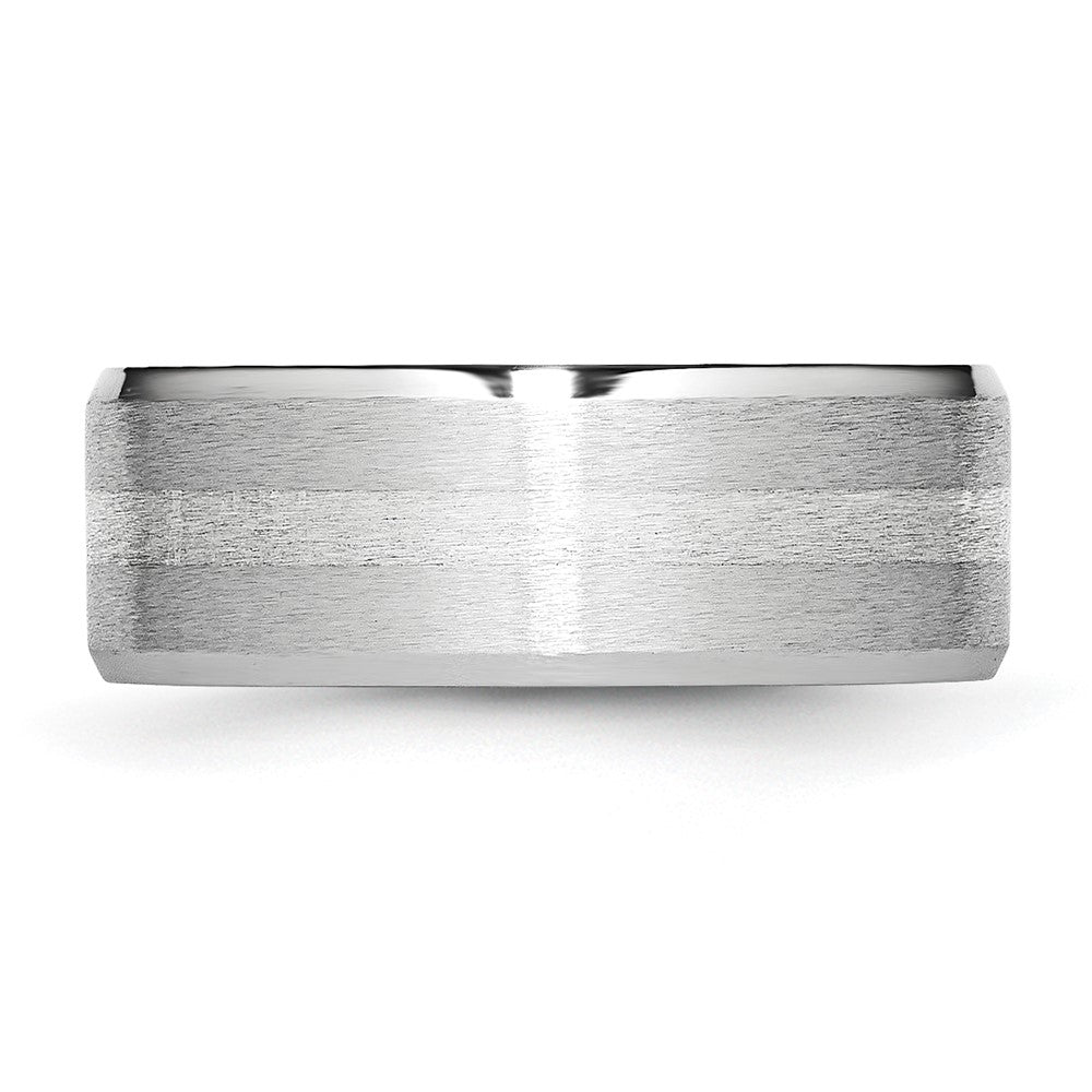 Cobalt Sterling Silver Inlay Satin/Polished Beveled Edge 8mm Band