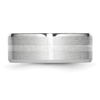 Cobalt Sterling Silver Inlay Satin/Polished Beveled Edge 8mm Band