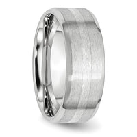 Cobalt Sterling Silver Inlay Satin/Polished Beveled Edge 8mm Band