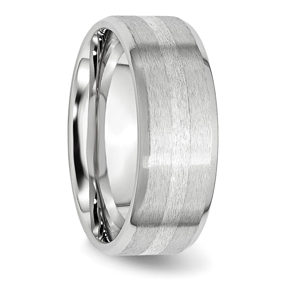 Cobalt Sterling Silver Inlay Satin/Polished Beveled Edge 8mm Band