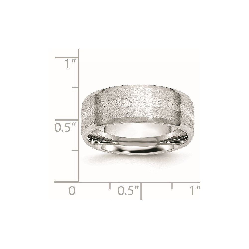 Cobalt Sterling Silver Inlay Satin/Polished Beveled Edge 8mm Band