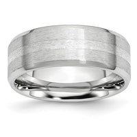 Cobalt Sterling Silver Inlay Satin/Polished Beveled Edge 8mm Band