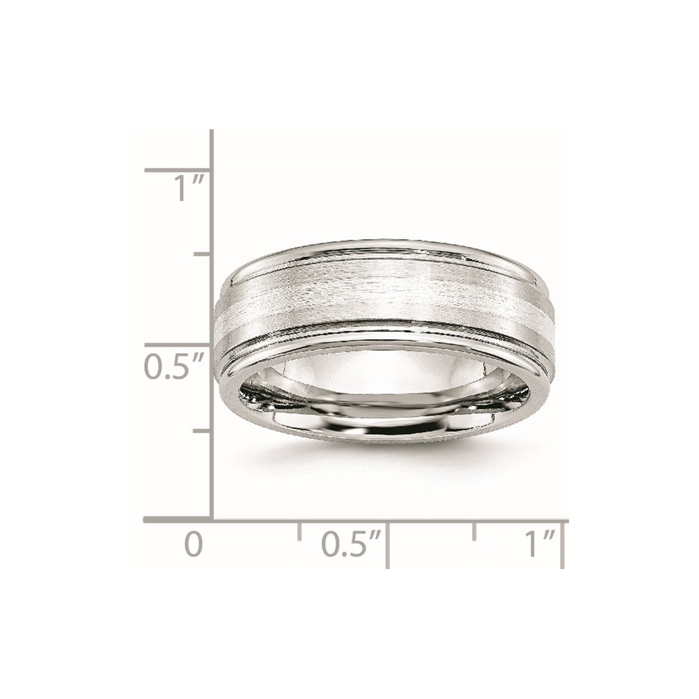 Cobalt Sterling Silver Inlay Satin and Polished 8mm Band