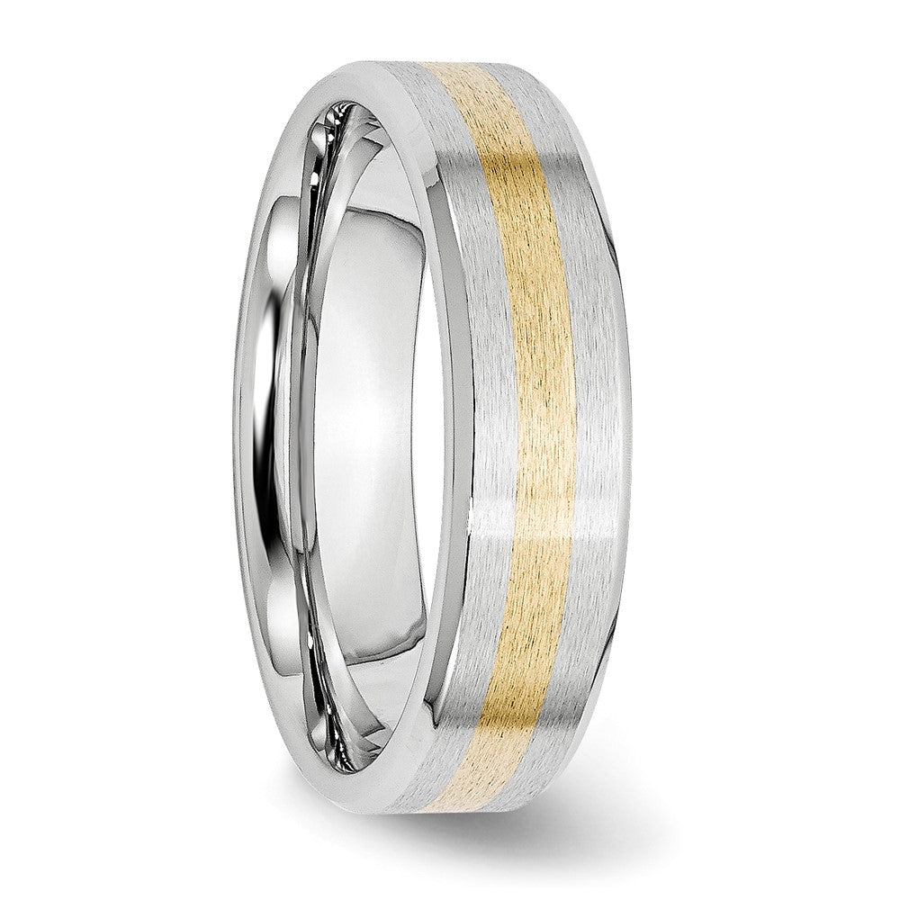 Cobalt 14k Gold Inlay Satin and Polished 6mm Band