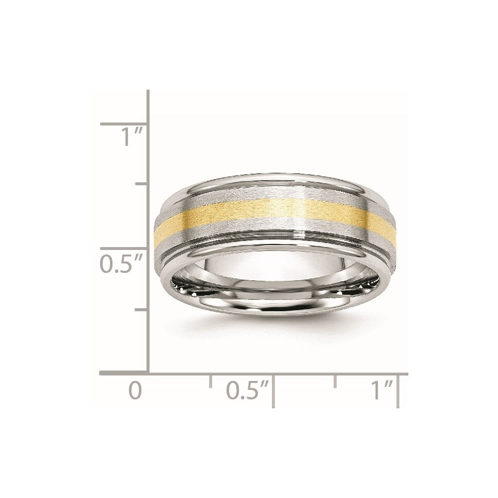 Cobalt 14k Gold Inlay Satin and Polished 8mm Band