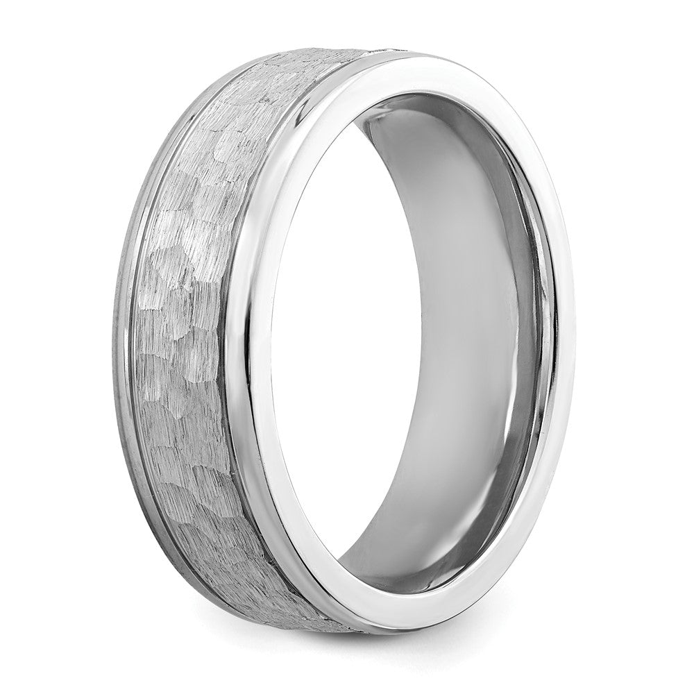 Cobalt Brushed and Polished Hammered Center 7mm Band