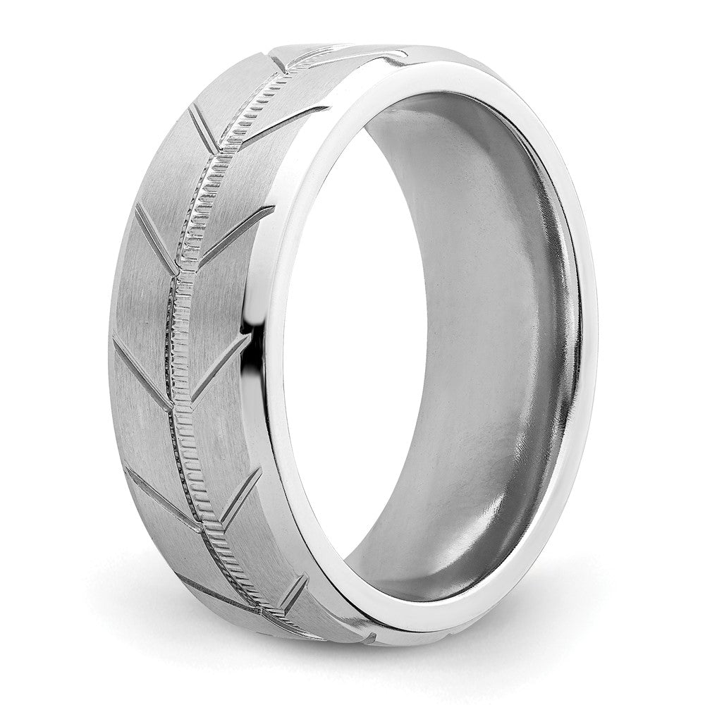 Cobalt Brushed and Polished Beveled 8mm Band