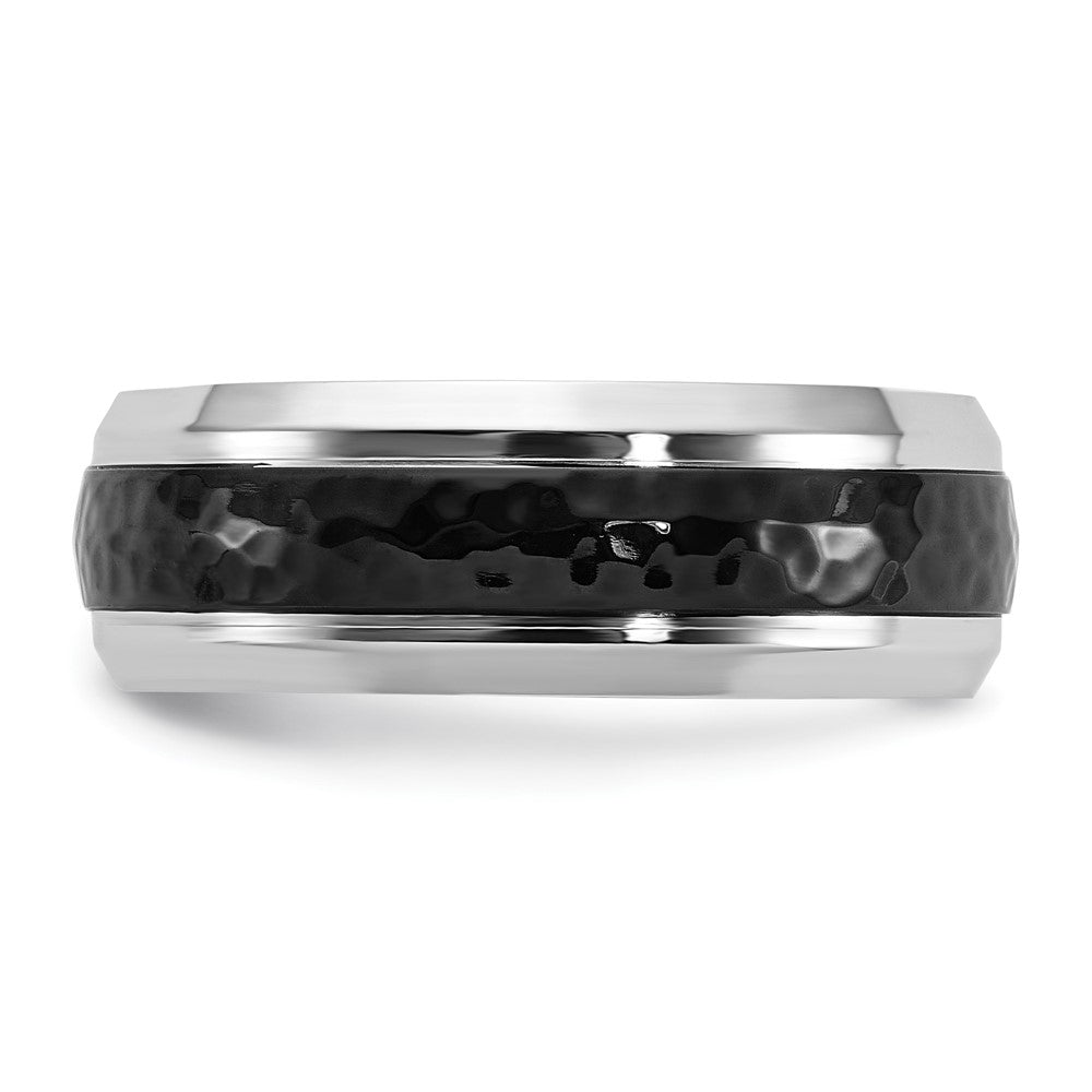 Cobalt Polished w/Hammered Black IP-plated Center 8mm Band