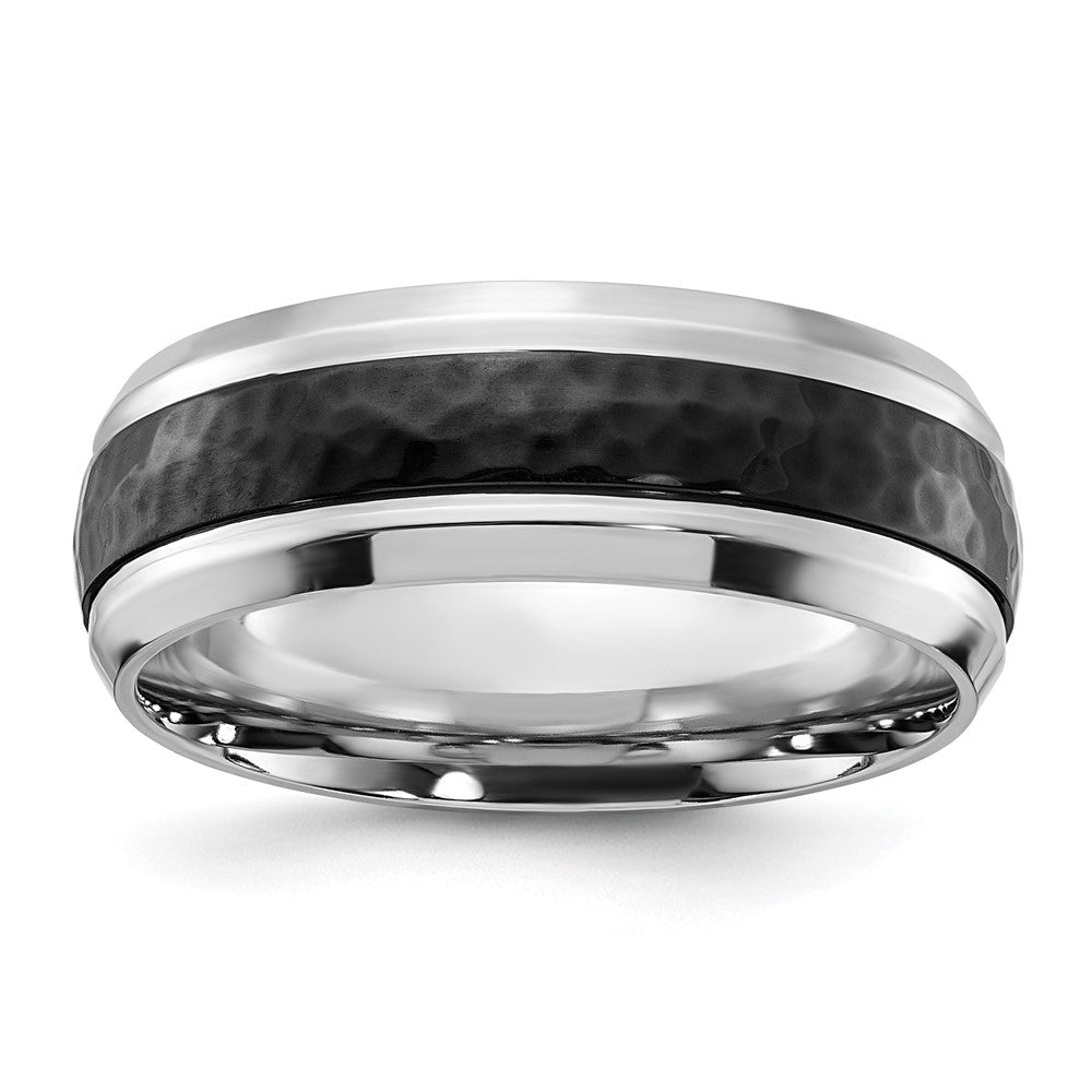 Cobalt Polished w/Hammered Black IP-plated Center 8mm Band