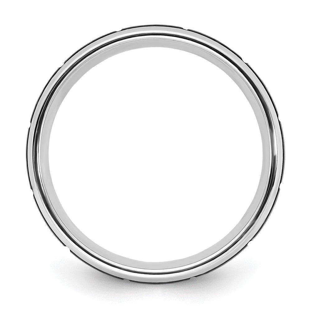 Cobalt Polished w/Brushed Black IP-plated Grooved Center 8mm Band
