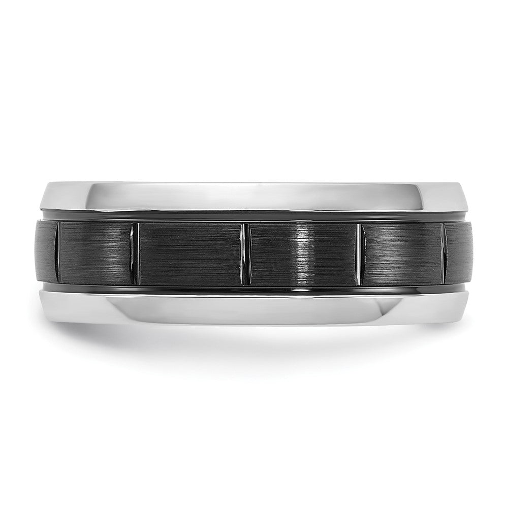 Cobalt Polished w/Brushed Black IP-plated Grooved Center 8mm Band