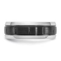 Cobalt Polished w/Brushed Black IP-plated Grooved Center 8mm Band
