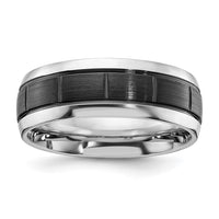 Cobalt Polished w/Brushed Black IP-plated Grooved Center 8mm Band