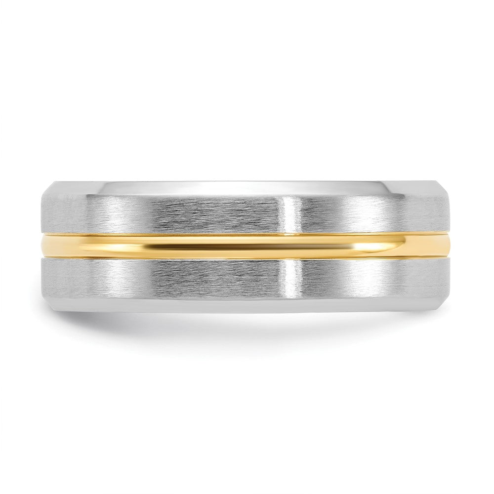 Cobalt Brushed and Polished w/Yellow IP Center Beveled Egde 8mm Band