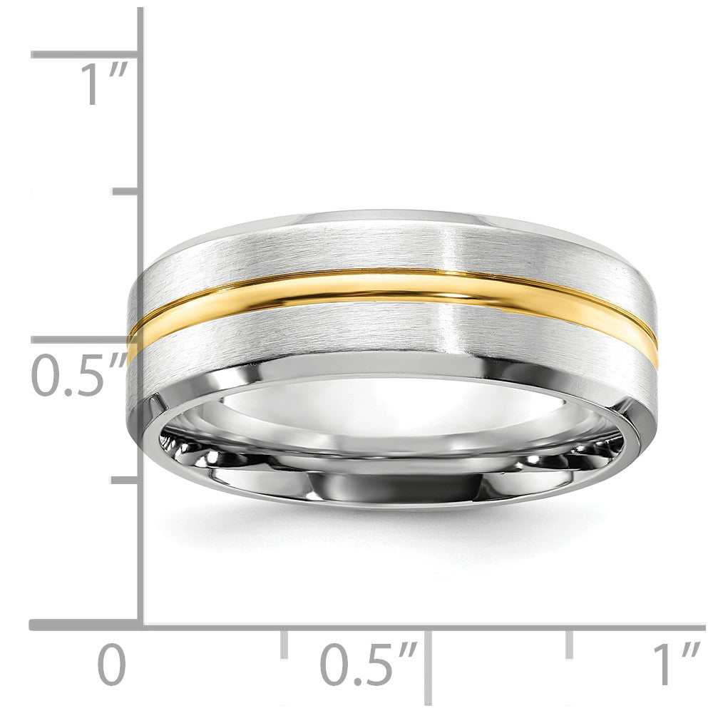 Cobalt Brushed and Polished w/Yellow IP Center Beveled Egde 8mm Band