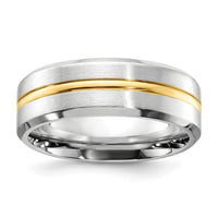 Cobalt Brushed and Polished w/Yellow IP Center Beveled Egde 8mm Band