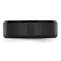 Ceramic Black Faceted Beveled Edge 8mm Polished Band