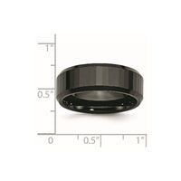 Ceramic Black Faceted Beveled Edge 8mm Polished Band