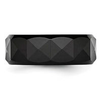 Ceramic Faceted Black 8mm Polished Beveled Edge Band