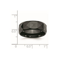 Ceramic Faceted Black 8mm Polished Beveled Edge Band