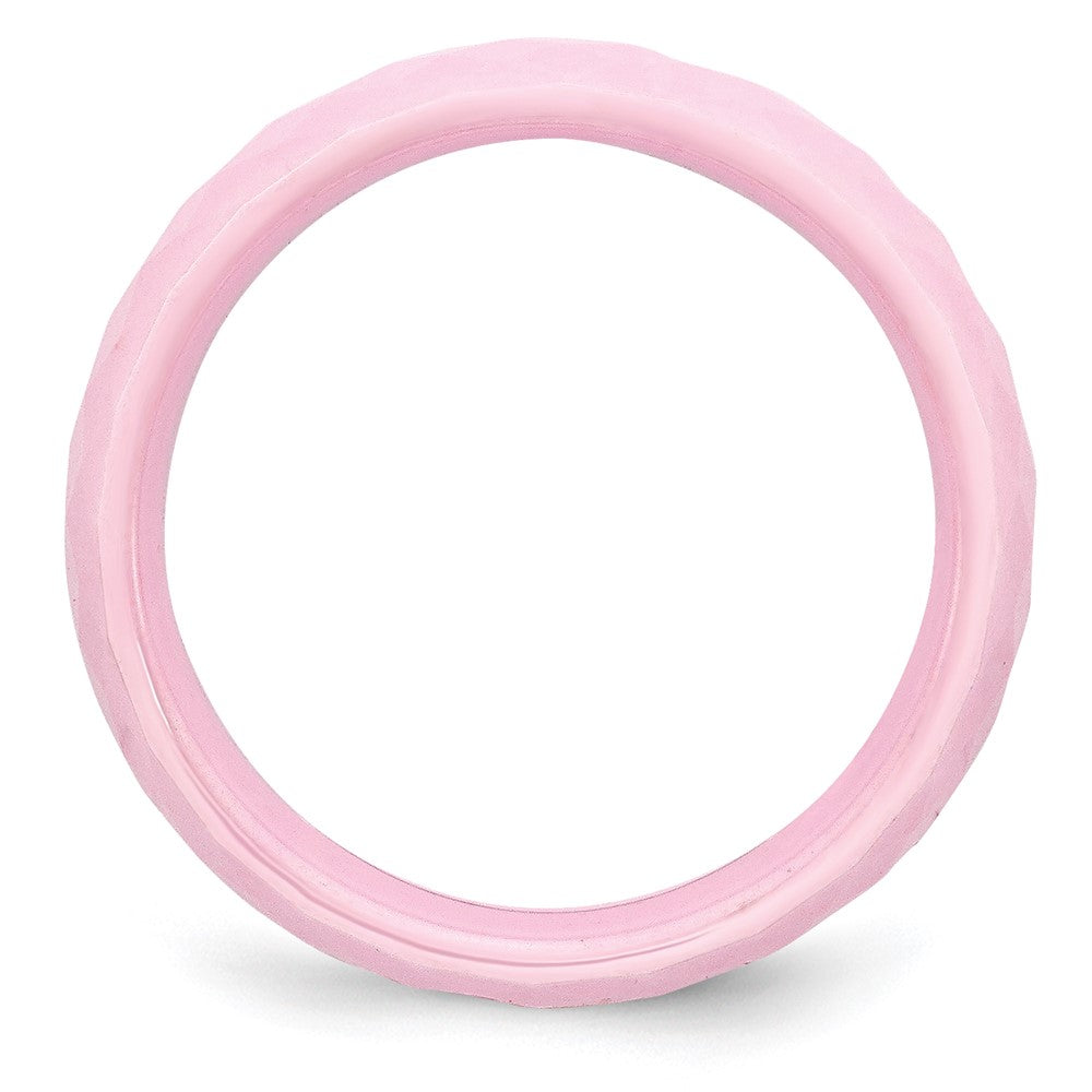 Ceramic Pink Faceted 6mm Polished Band