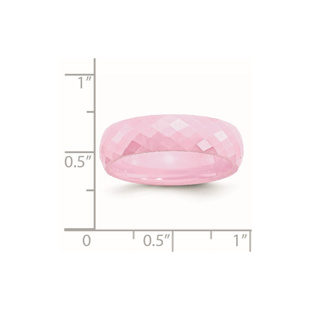 Ceramic Pink Faceted 6mm Polished Band