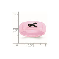 Ceramic Pink Black Laser Accented Ribbon 8mm Polished Band