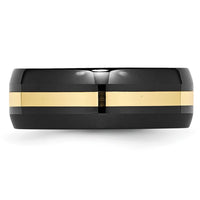 Ceramic Black with14k Polished Inlay 8mm Band