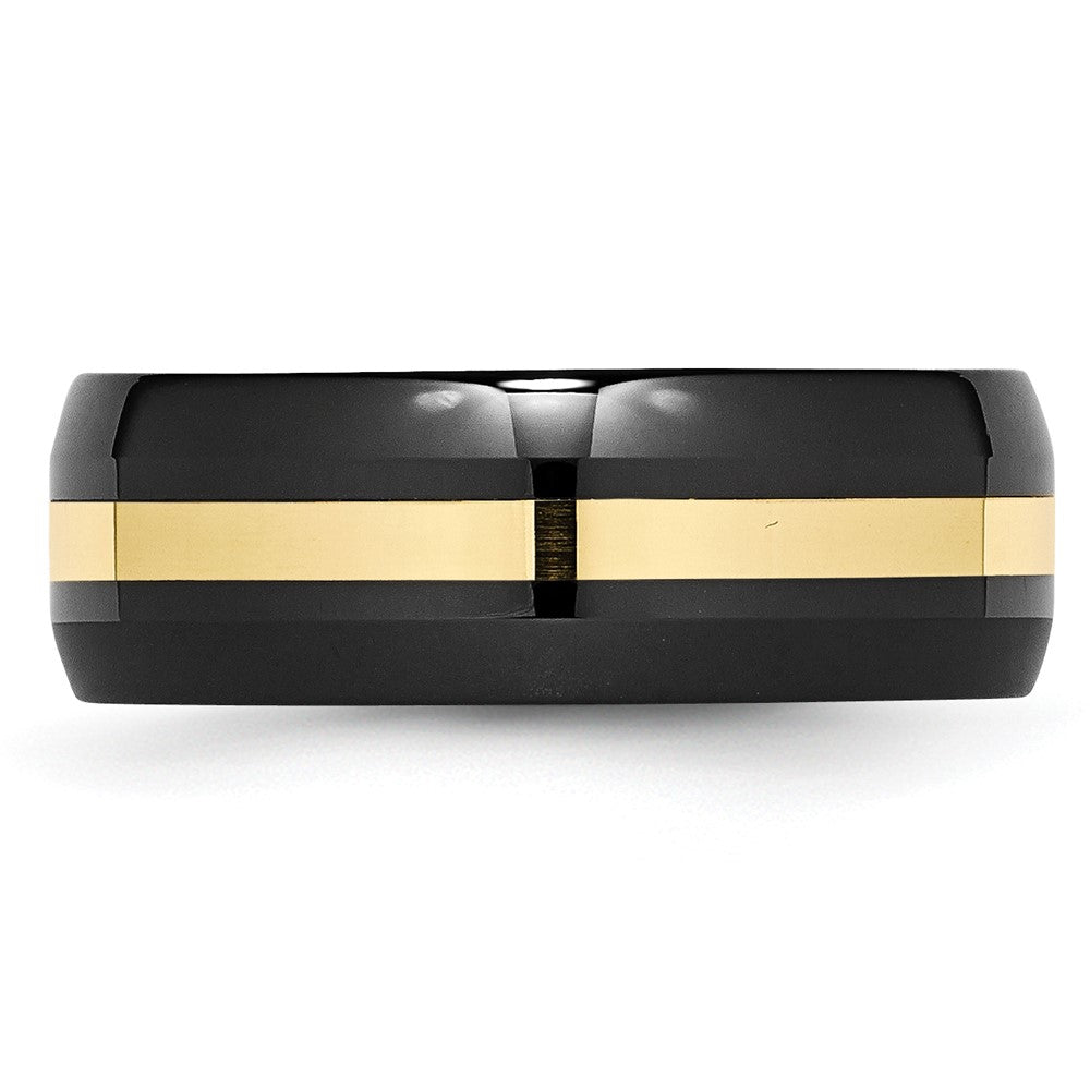 Ceramic Black with14k Polished Inlay 8mm Band