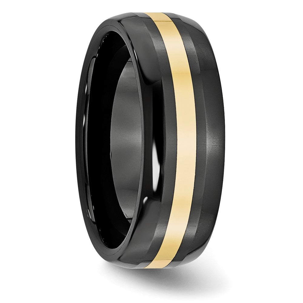 Ceramic Black with14k Polished Inlay 8mm Band