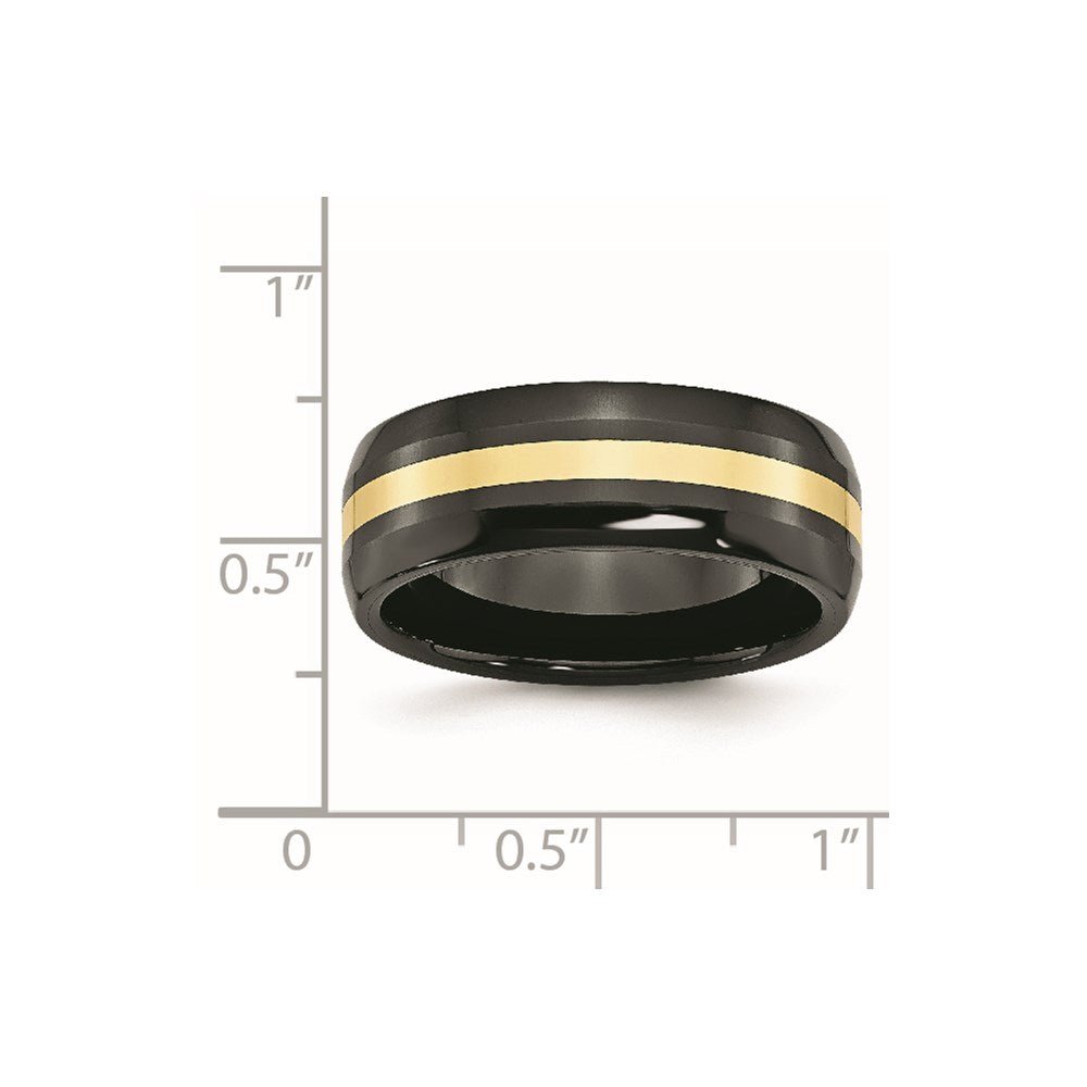 Ceramic Black with14k Polished Inlay 8mm Band