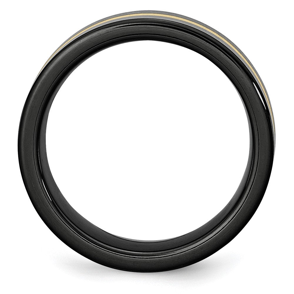 Ceramic Flat Black with 14k Inlay 8mm Polished Band