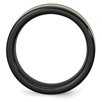 Ceramic Flat Black with 14k Inlay 8mm Polished Band