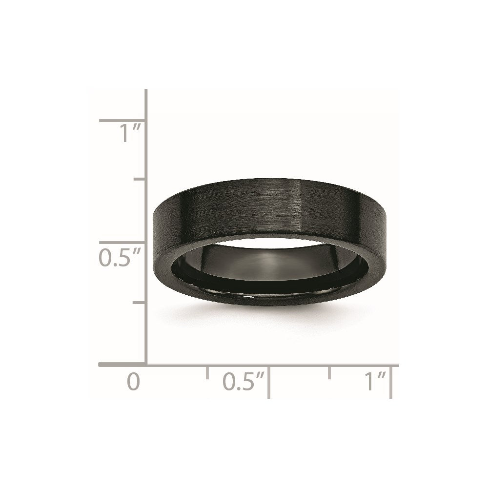 Black Ceramic Flat 6mm Brushed Band