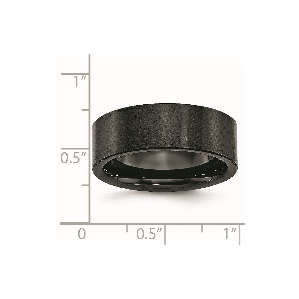 Black Ceramic Flat 8mm Brushed Band