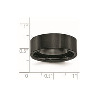 Black Ceramic Flat 8mm Brushed Band