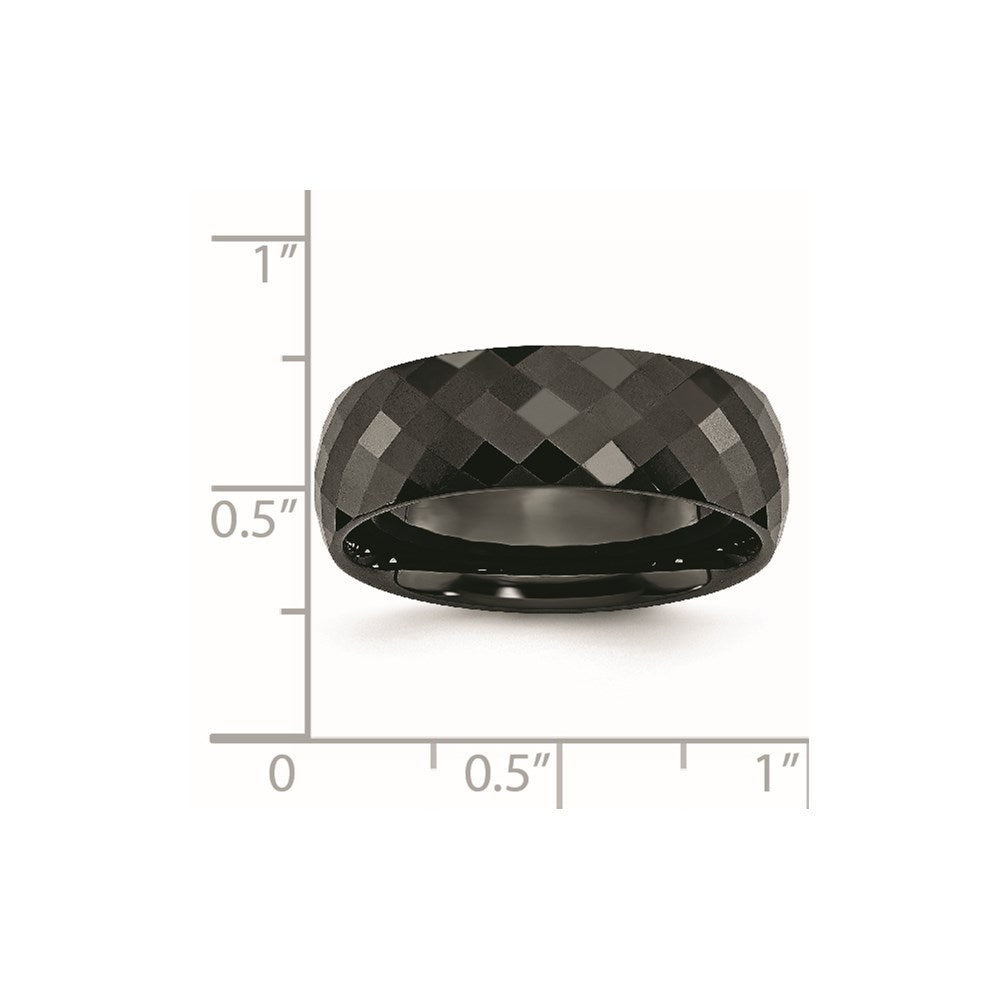 Ceramic Black Faceted 7.5mm Polished Band