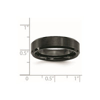 Black Ceramic Beveled Edge 6mm Brushed and Polished Band