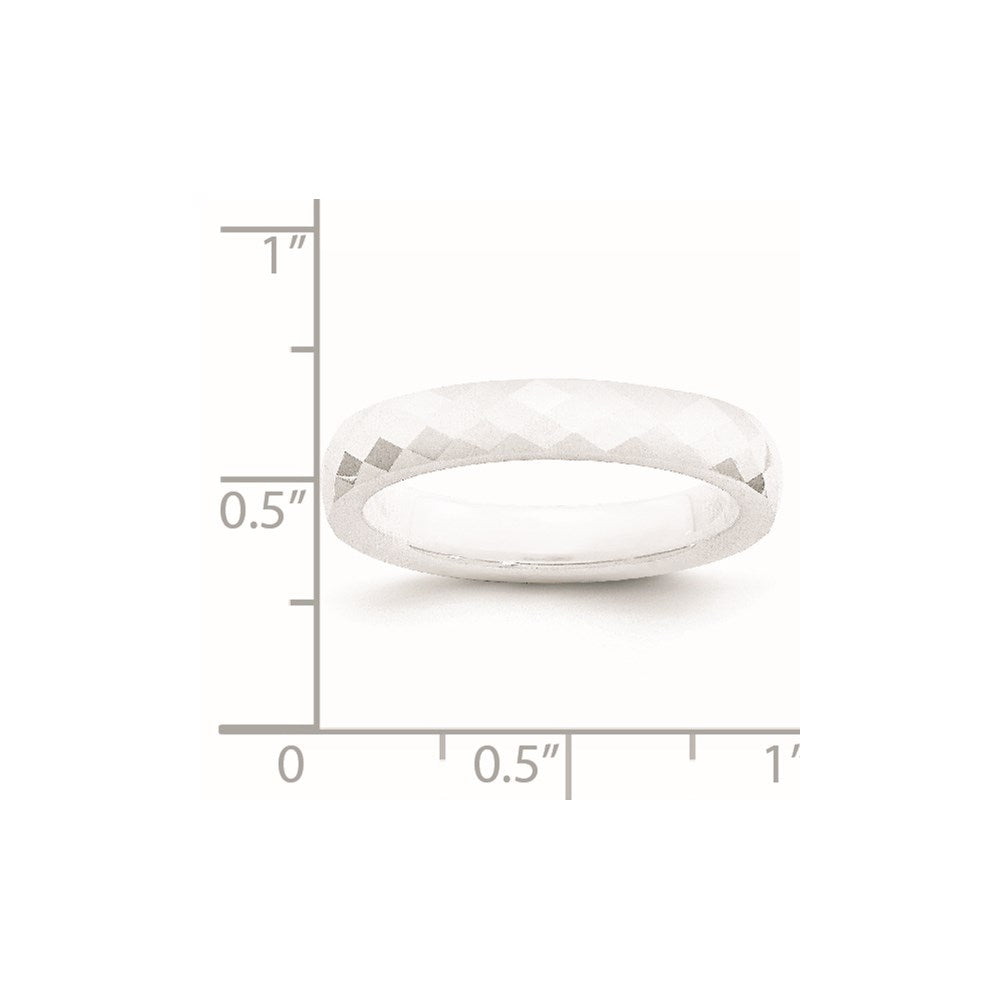 Ceramic White 4mm Faceted Polished Band