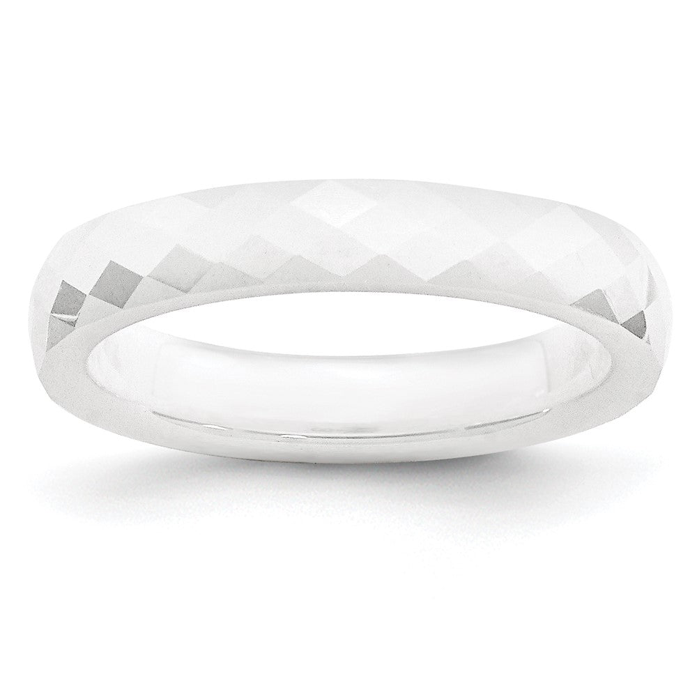 Ceramic White 4mm Faceted Polished Band