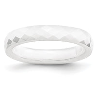 Ceramic White 4mm Faceted Polished Band