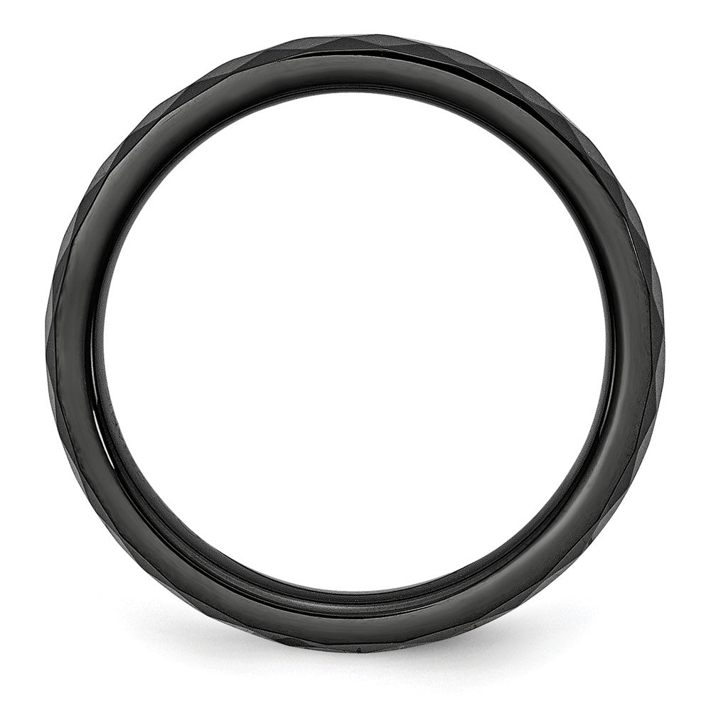 Ceramic Black 4mm Faceted Polished Band