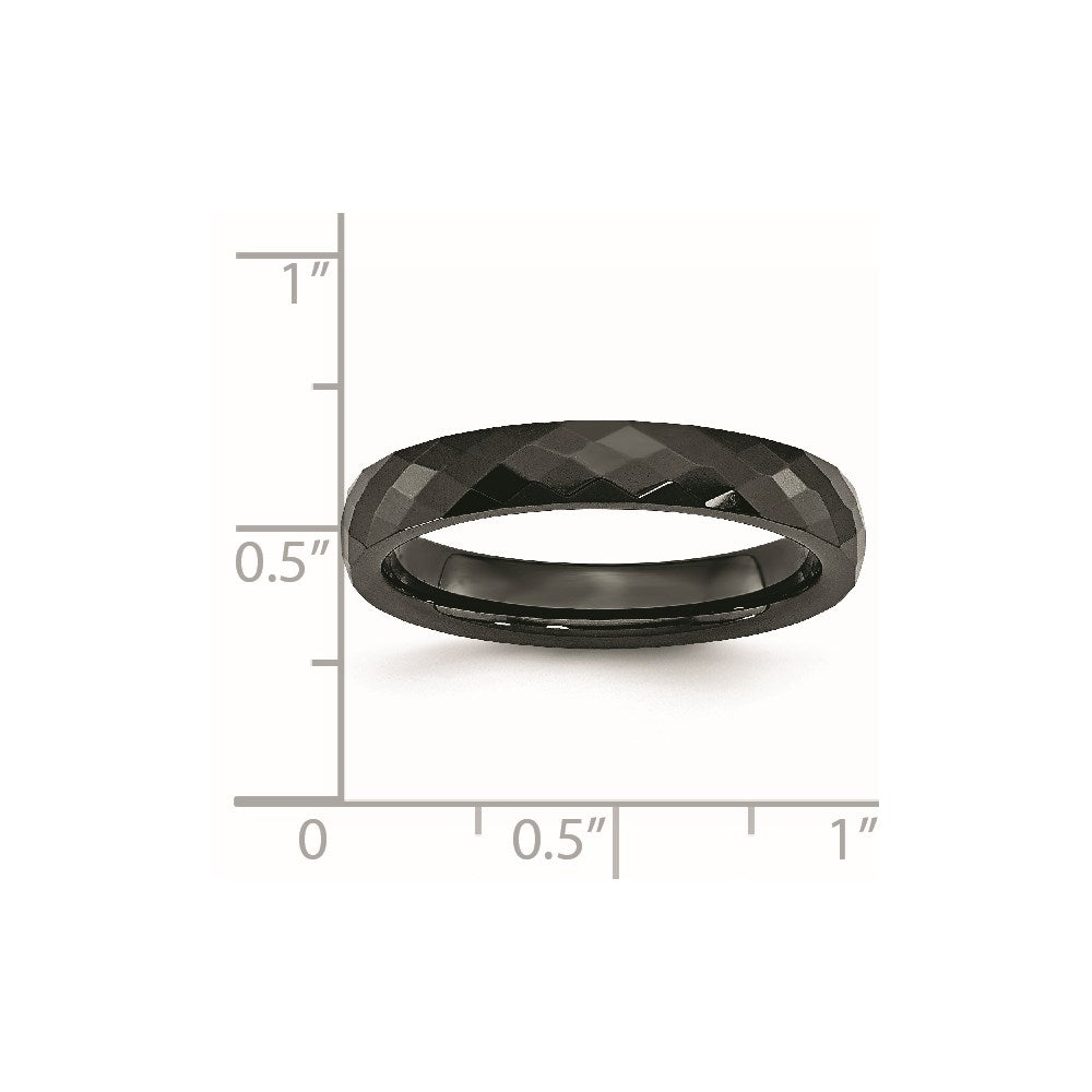 Ceramic Black 4mm Faceted Polished Band