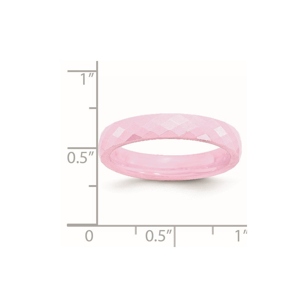 Ceramic Pink 4mm Faceted Polished Band