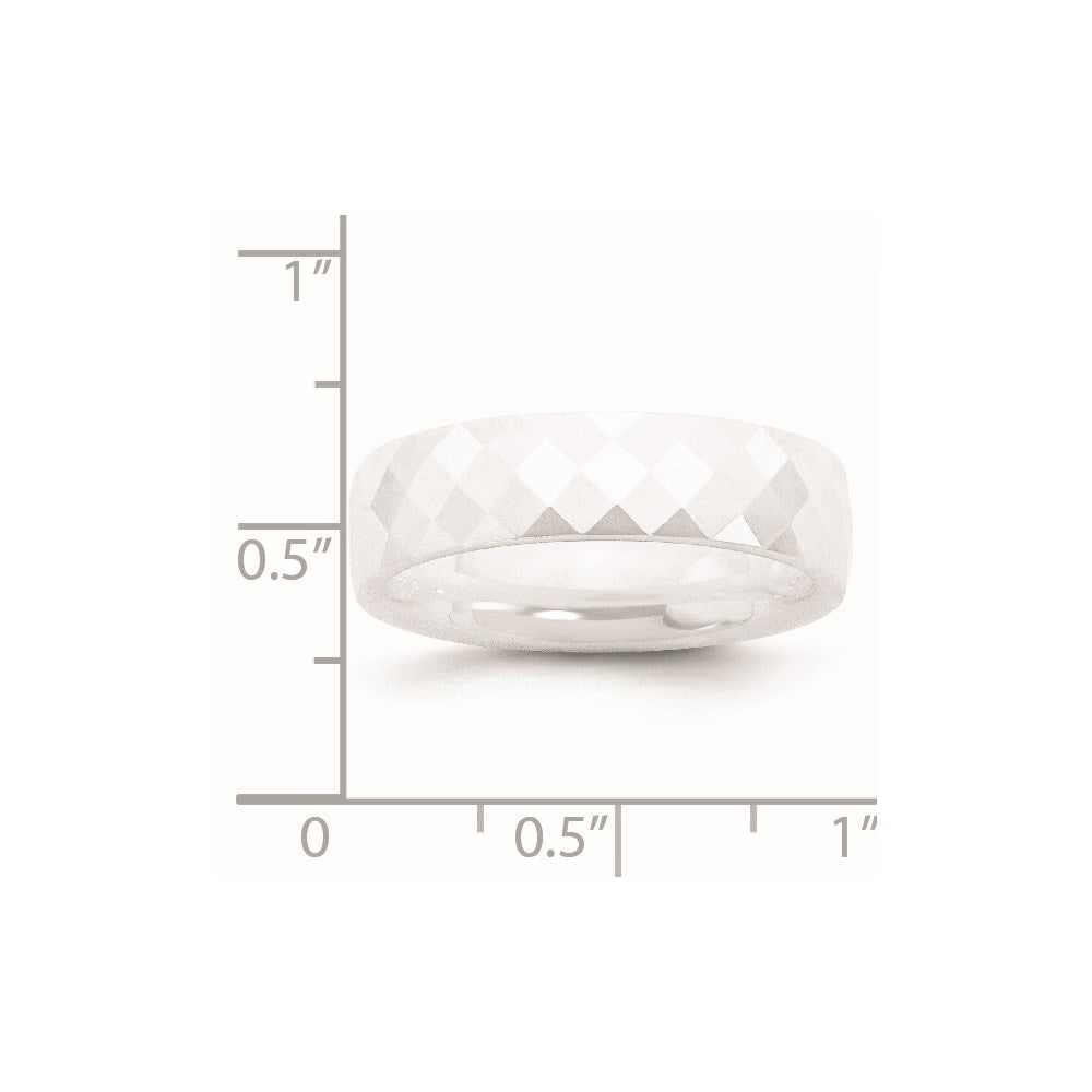 Ceramic White 6mm Faceted Polished Band