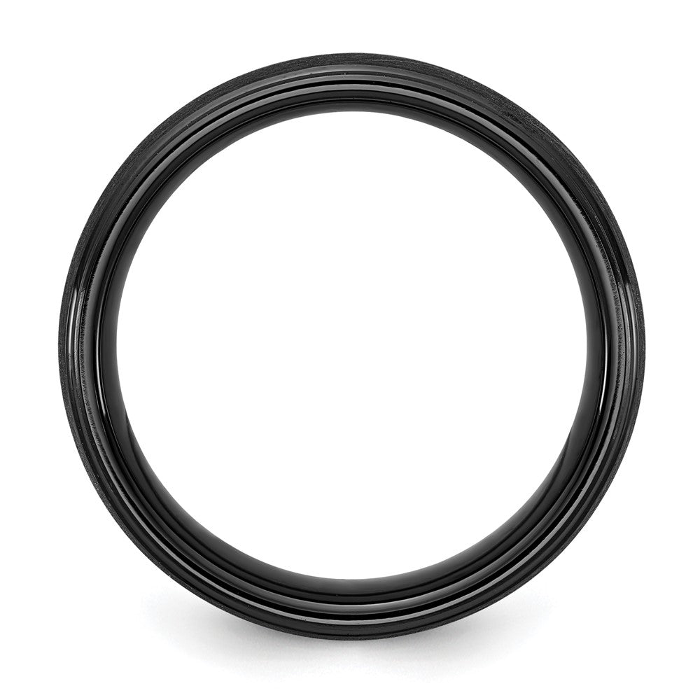 Ceramic Black Polished with Scratch Finished Center 8mm Band