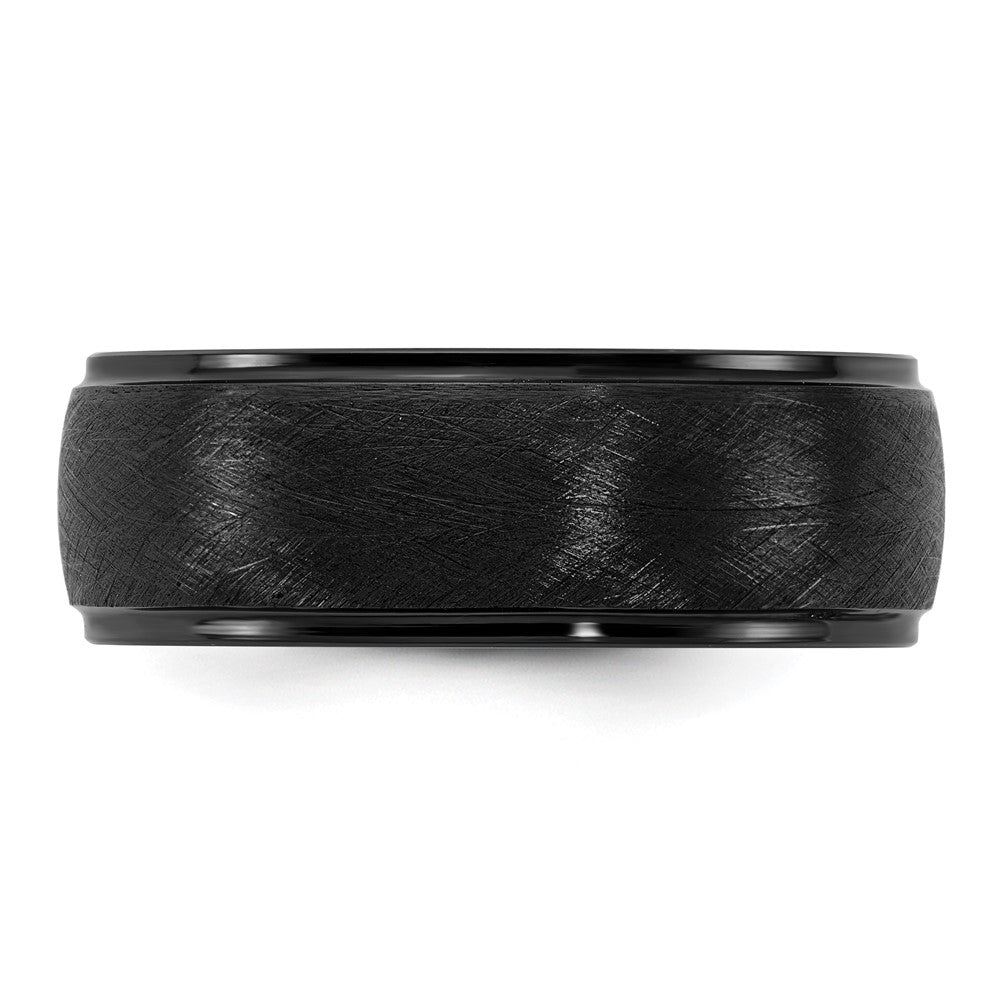 Ceramic Black Polished with Scratch Finished Center 8mm Band