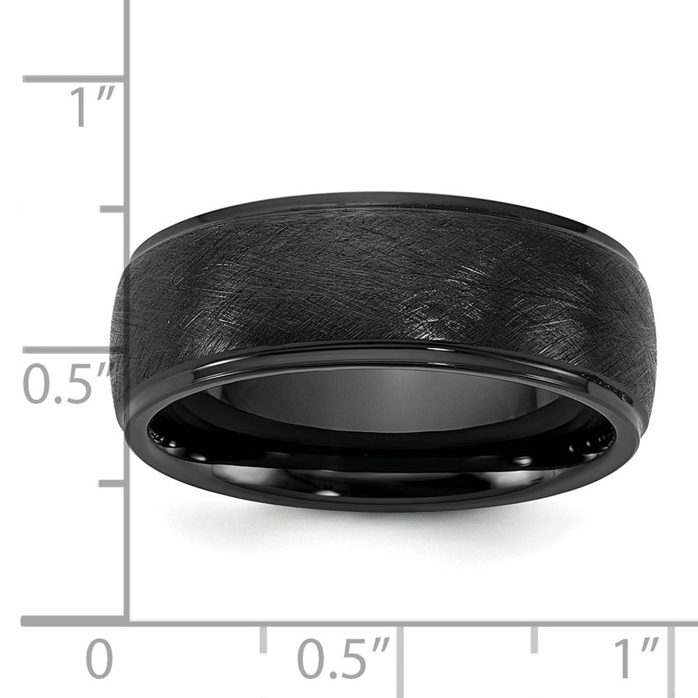 Ceramic Black Polished with Scratch Finished Center 8mm Band