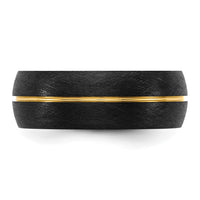 Ceramic Black Scratch Finished with Yellow IP-plated Center 8mm Band