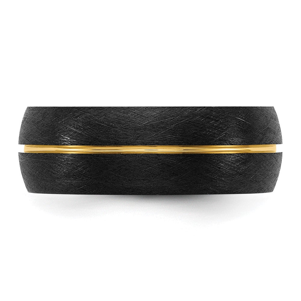 Ceramic Black Scratch Finished with Yellow IP-plated Center 8mm Band